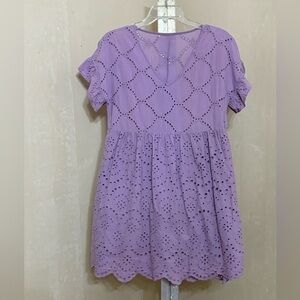 LAVENDER EYELET LACE BABY DOLL DRESS SZ SMALL
